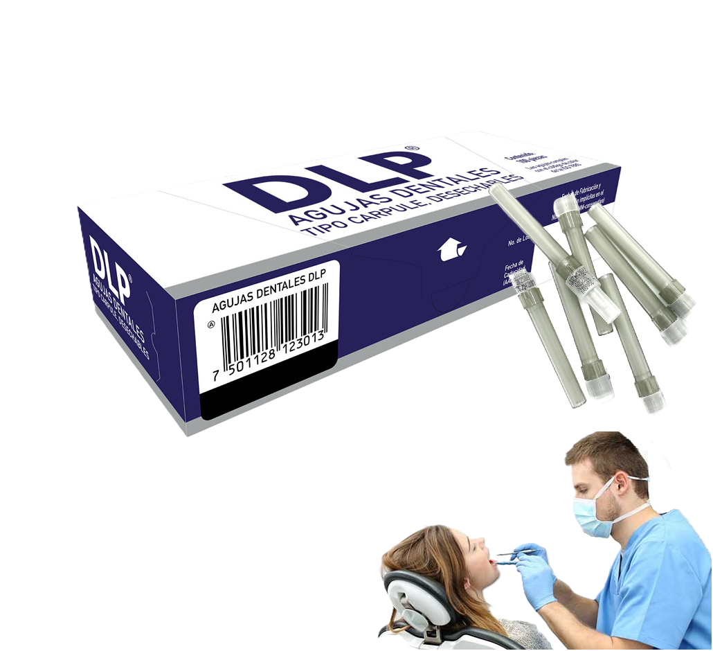 Caja de 100 agujas dentales DLP 27G largas tipo Carpule con agujas desechables